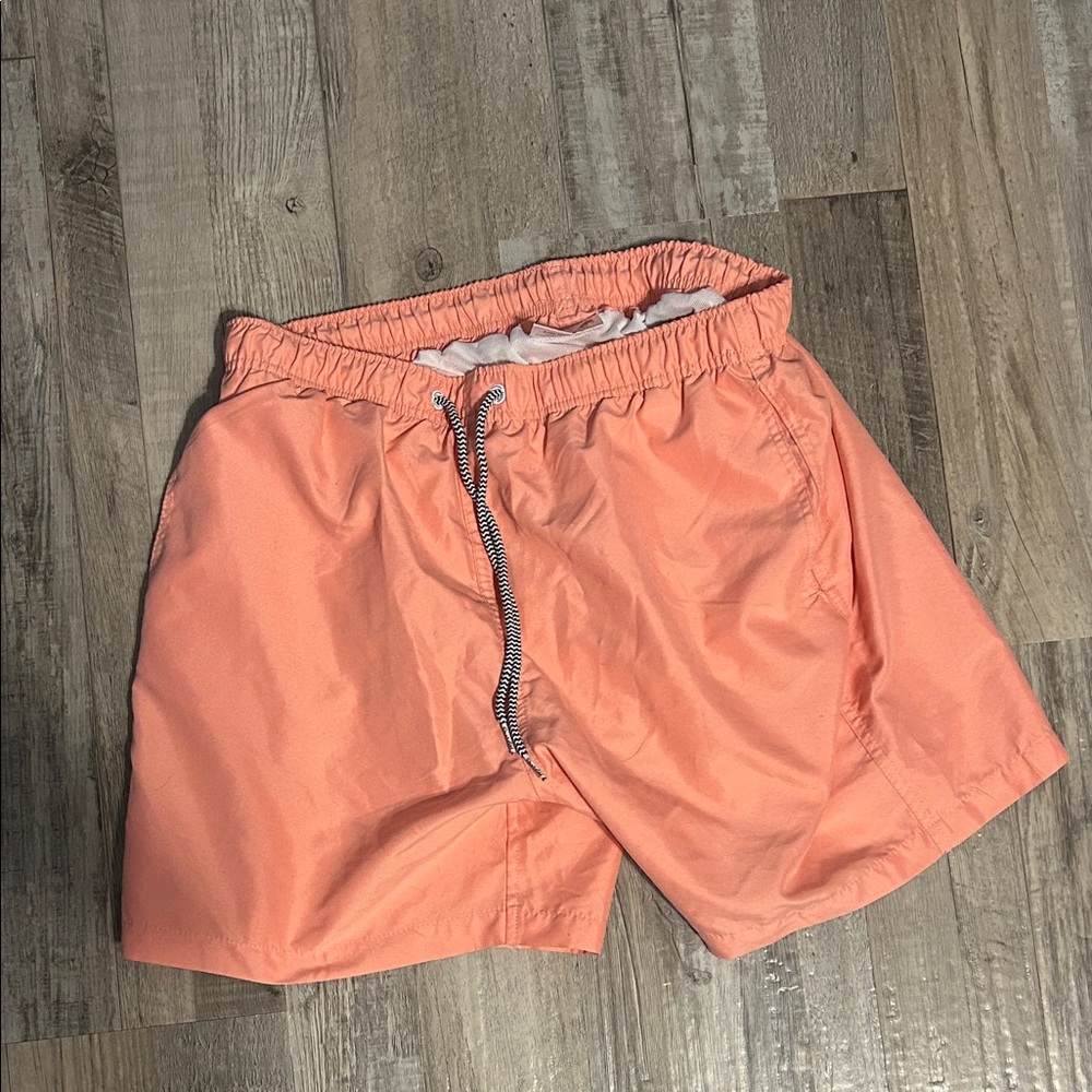 Men's Coral Swim Trunks – Elastic Waist, Drawstring